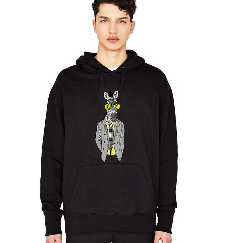 Черна мъжка качулка - Zebra Fashion THEICONIC