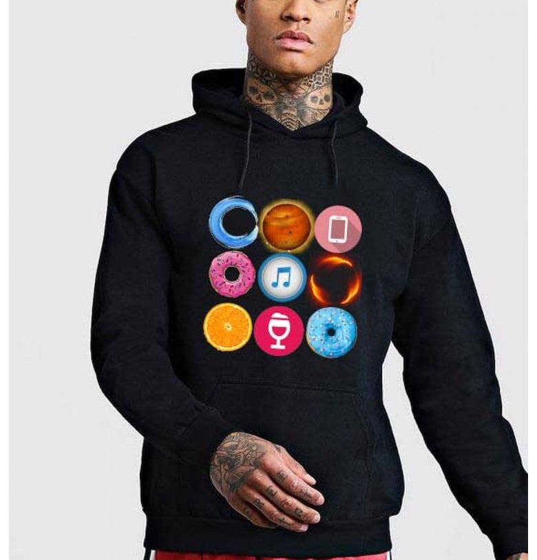 Черна мъжка качулка - кръг THEICONIC