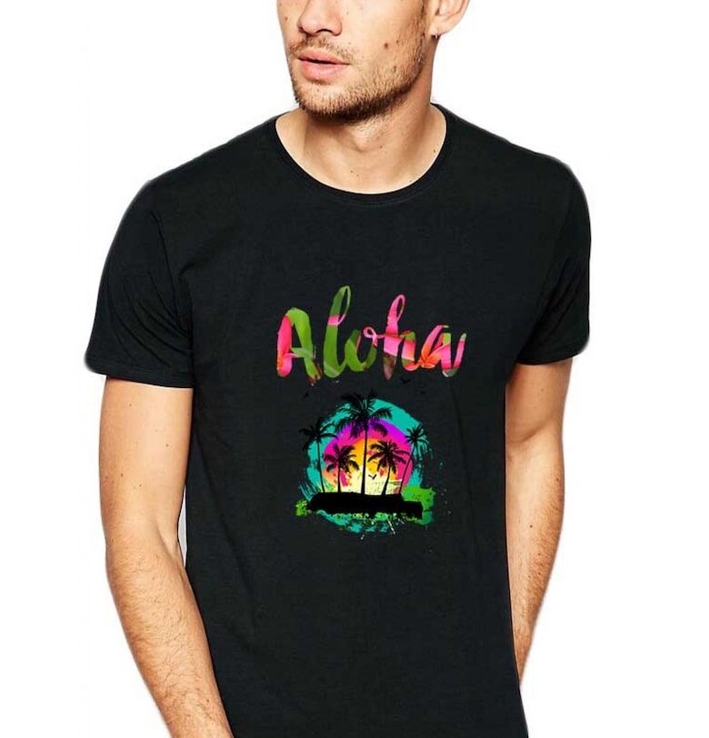 Черна мъжка тениска - Aloha Exotic THEICONIC