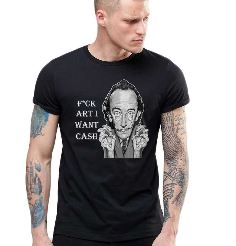 Черна мъжка тениска - Dali - Искам ПАРИ THEICONIC