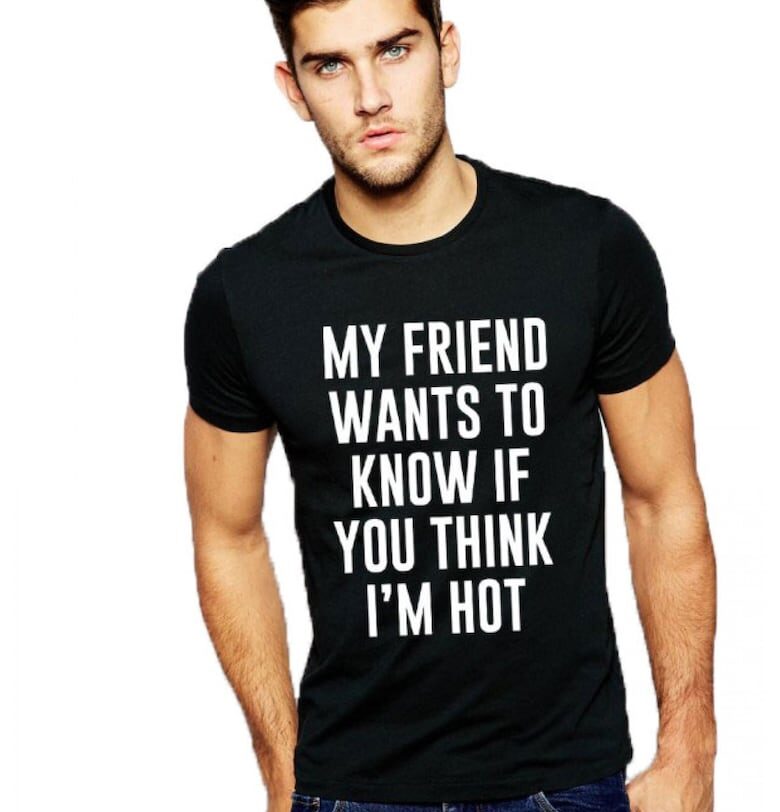 Черна мъжка тениска - My Friend Wants To Know THEICONIC