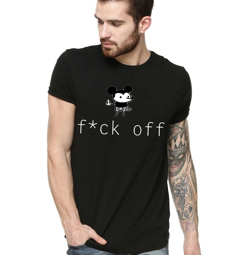 Черна мъжка тениска - f*ck off Mickey Mouse THEICONIC