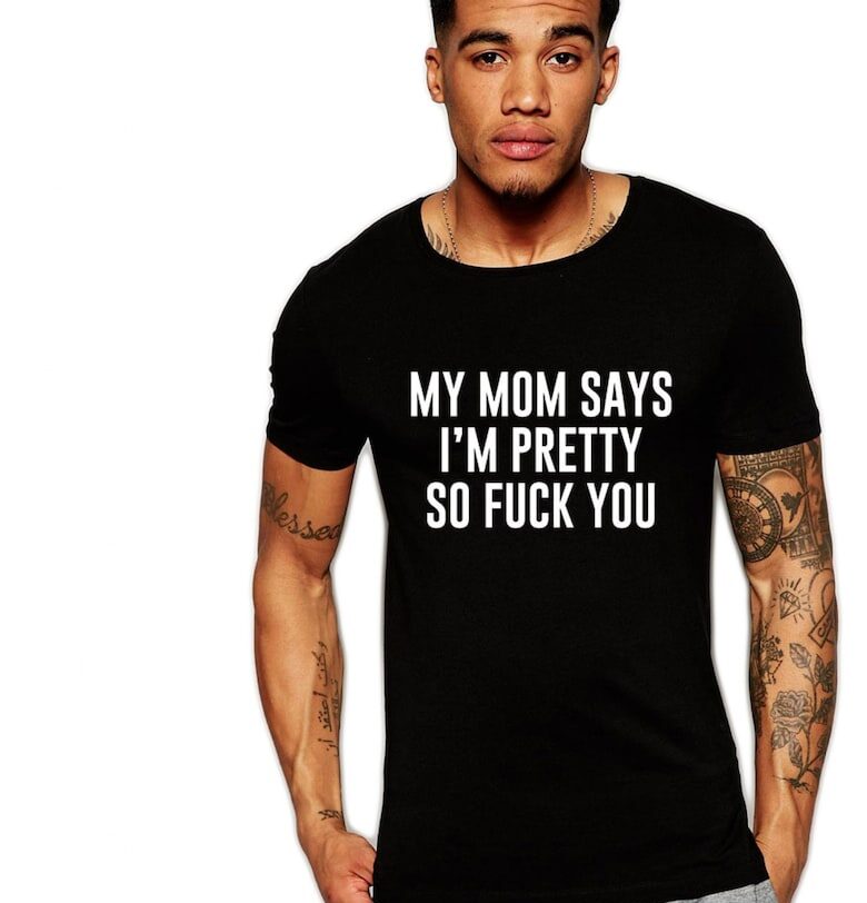 Черна тениска за мъже - My Mom Says THEICONIC