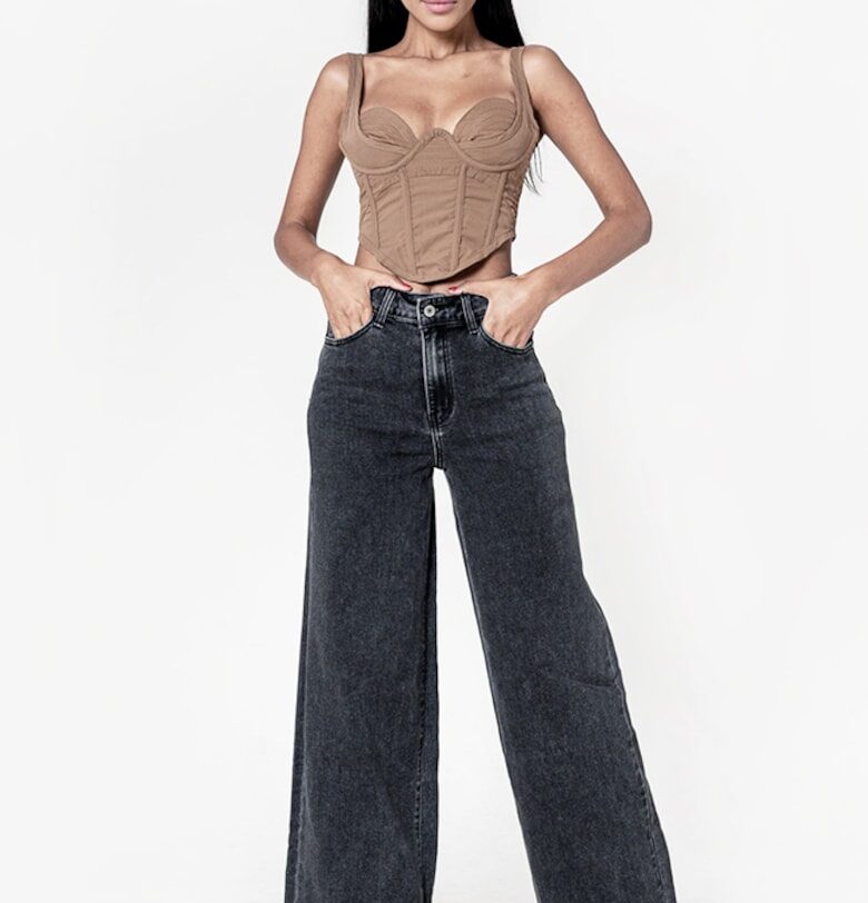 Черни широки дънки  за жени YY300-7 M10 17949 Nina Carter