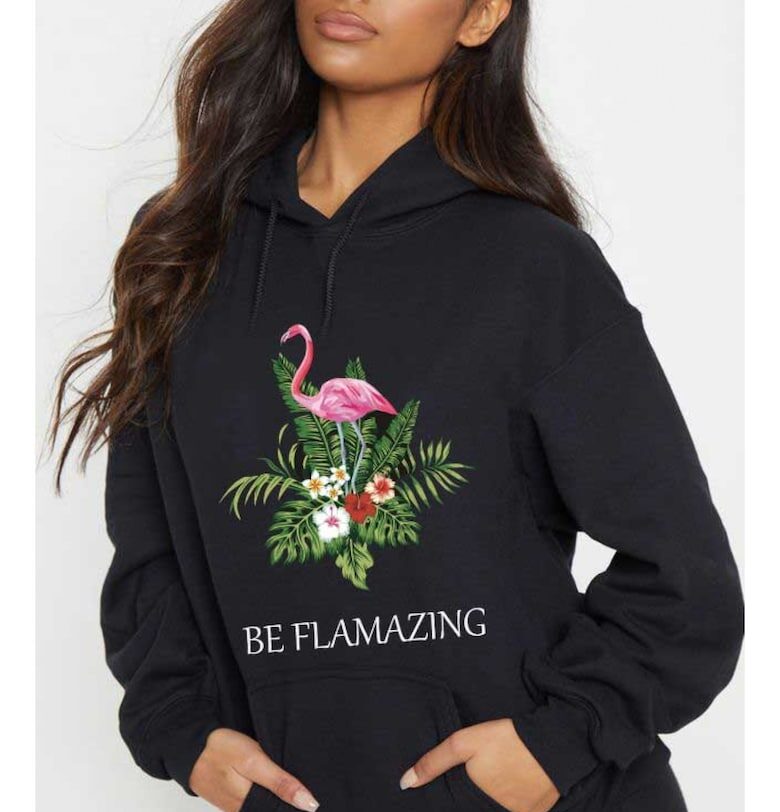 Черно дамско худи - Be Flamazing THEICONIC