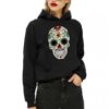 Черно дамско худи - Sugar Skull THEICONIC