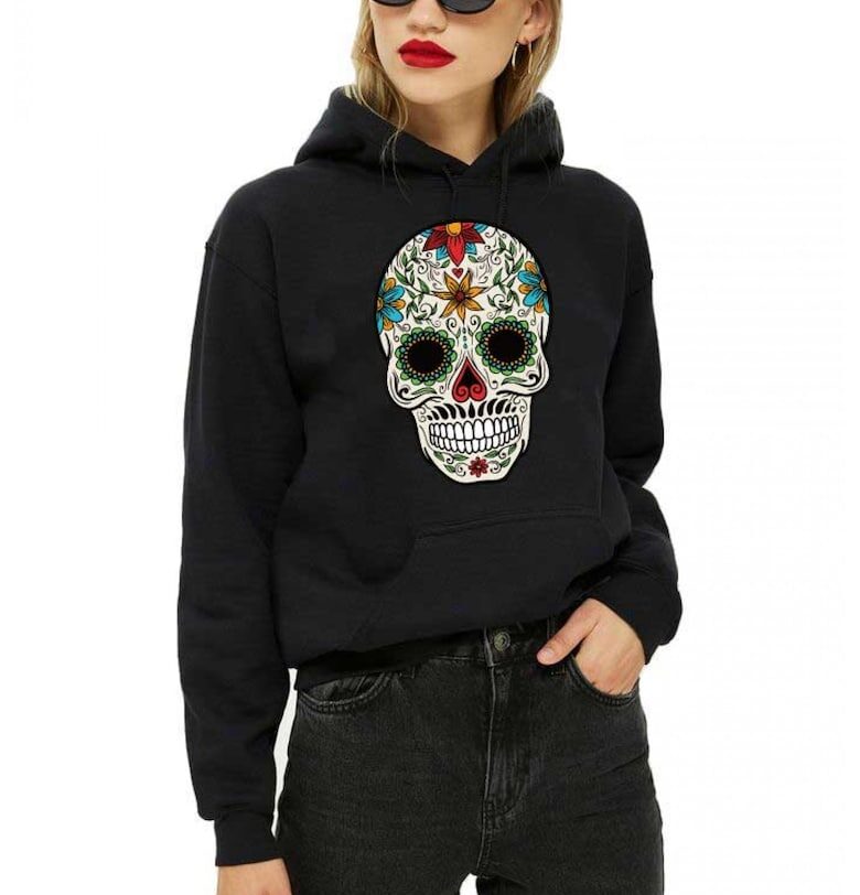 Черно дамско худи - Sugar Skull THEICONIC