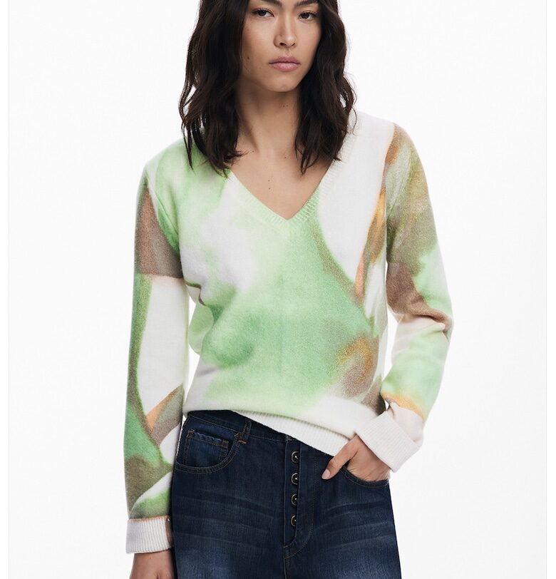 Шпиц пуловер с абстрактен принт DESIGUAL