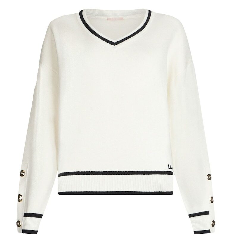Шпиц пуловер с контрастни райета Liu Jo