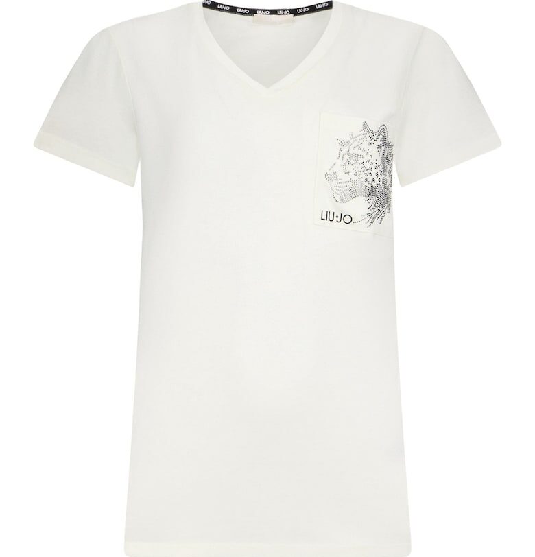 Шпиц тениска с декоративни камъни Liu Jo