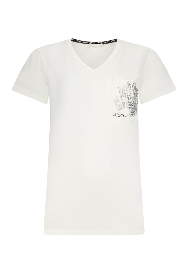 Шпиц тениска с декоративни камъни Liu Jo