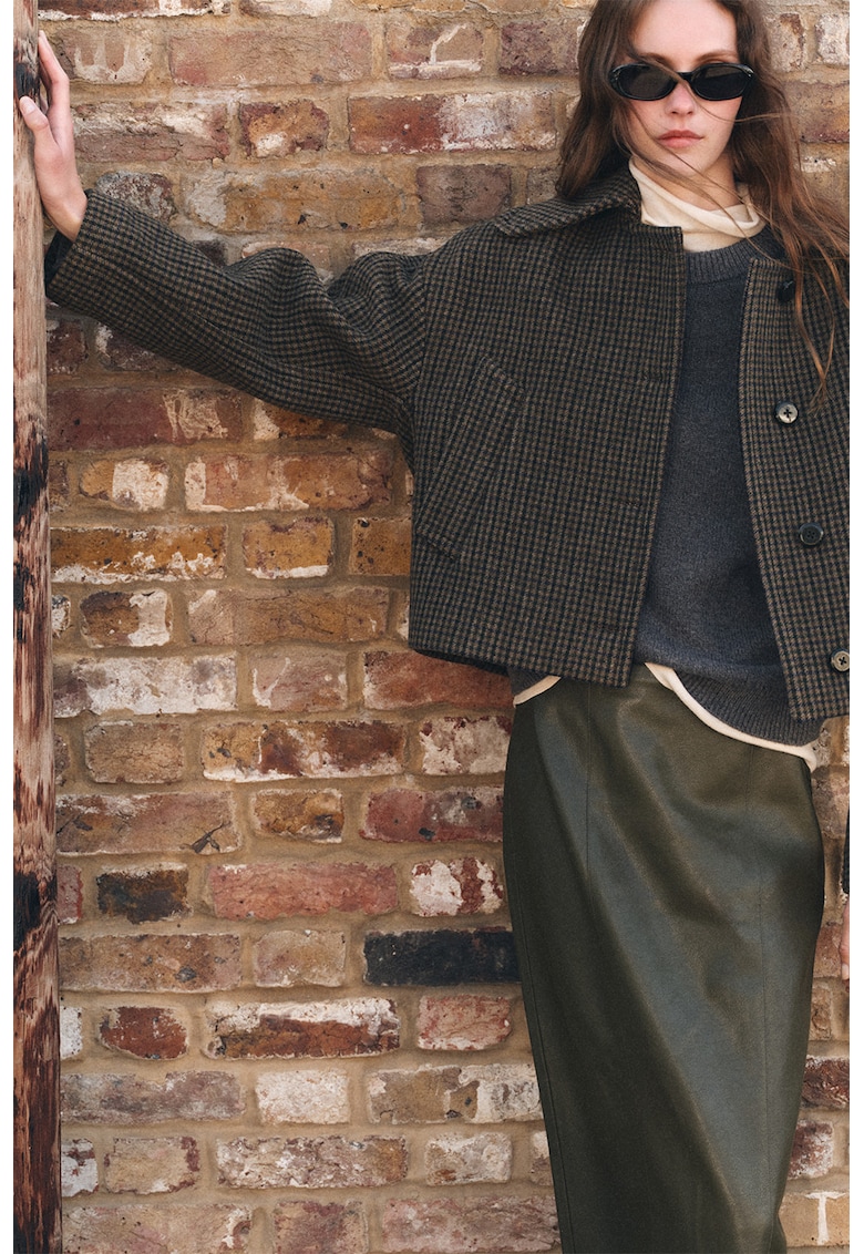 Яке с вълна с пепит Mango