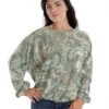 888144257-Дамска блуза - с дълъг ръкав тип Кимоно - Зелен Eranthe