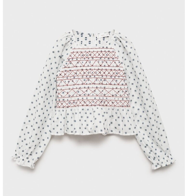 Блуза с памук и десен Mango