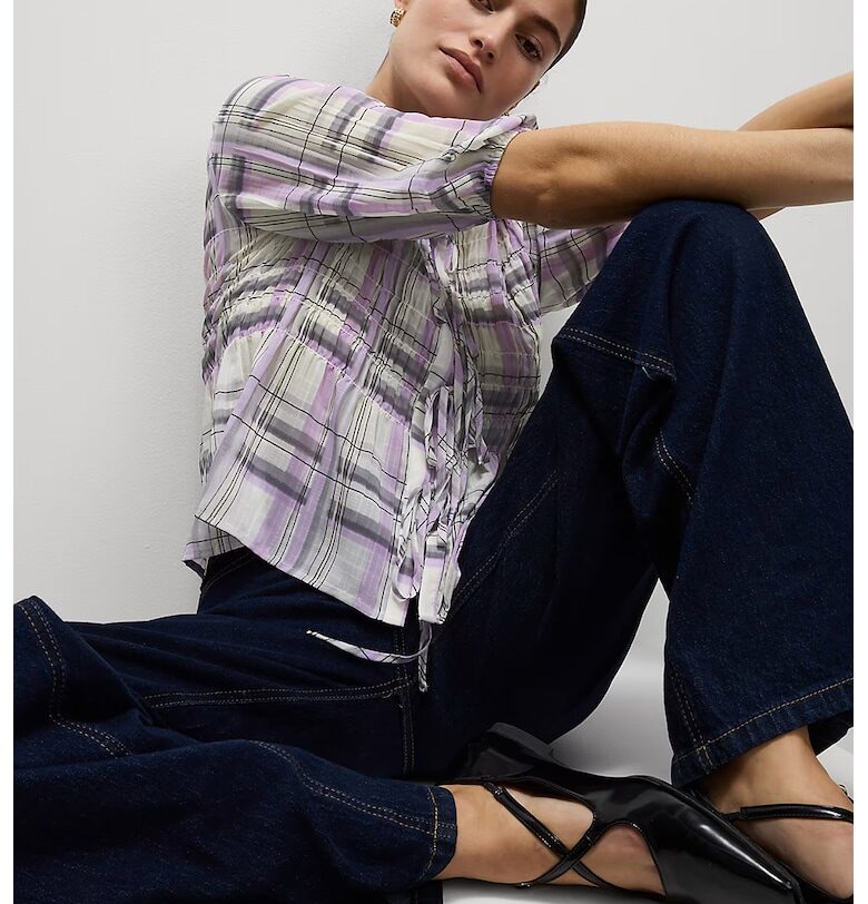 Блуза с шарка и овално деколте Marks  Spencer