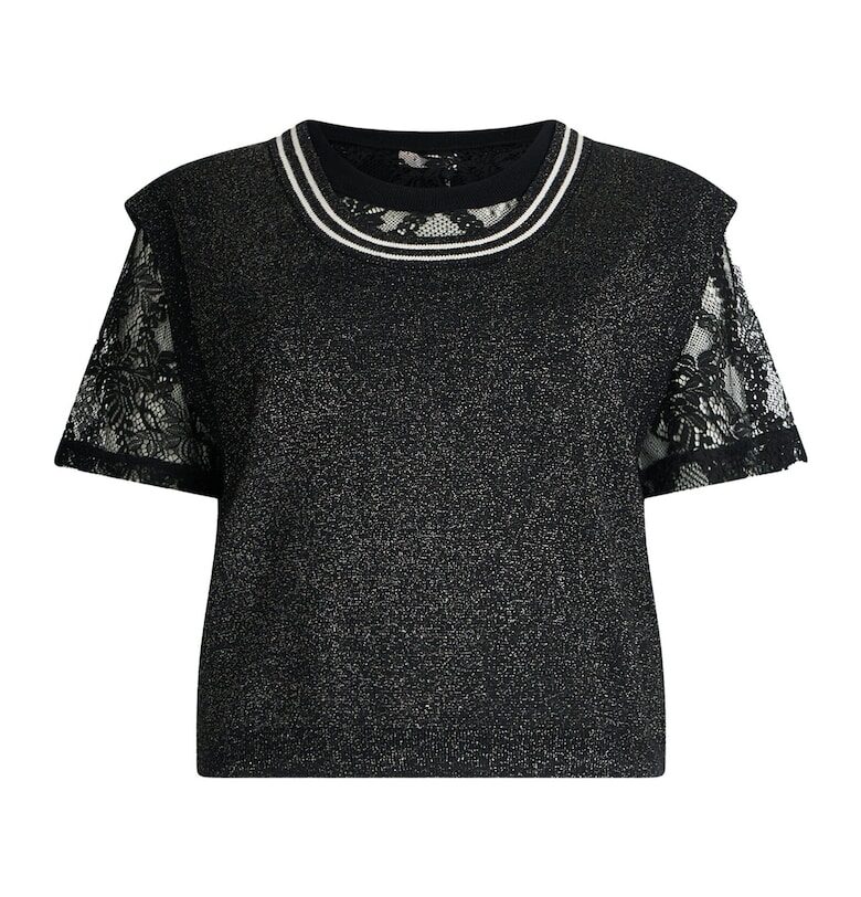 Бляскава тениска с дантела Liu Jo