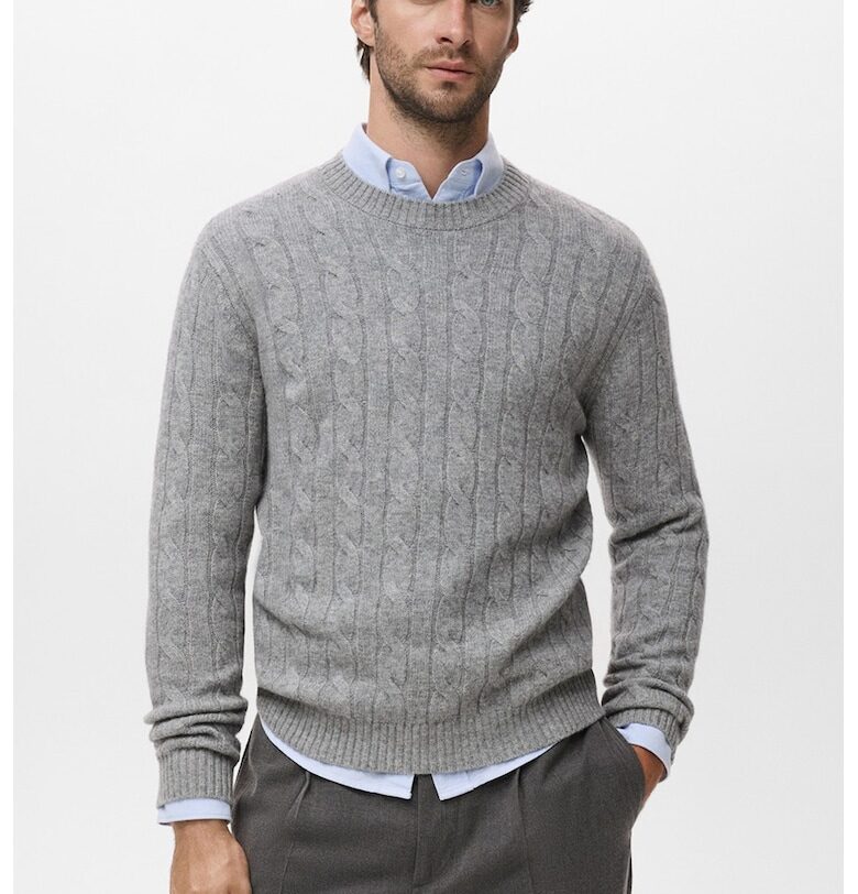 Вълнен пуловер с овално деколте Mango