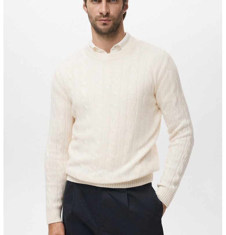 Вълнен пуловер с овално деколте Mango