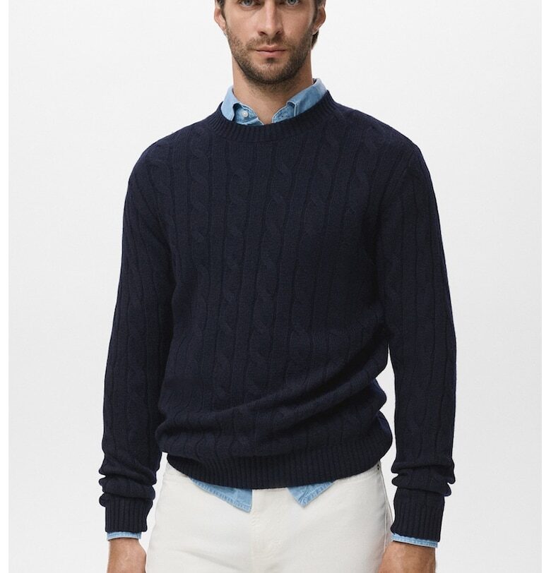 Вълнен пуловер с овално деколте Mango