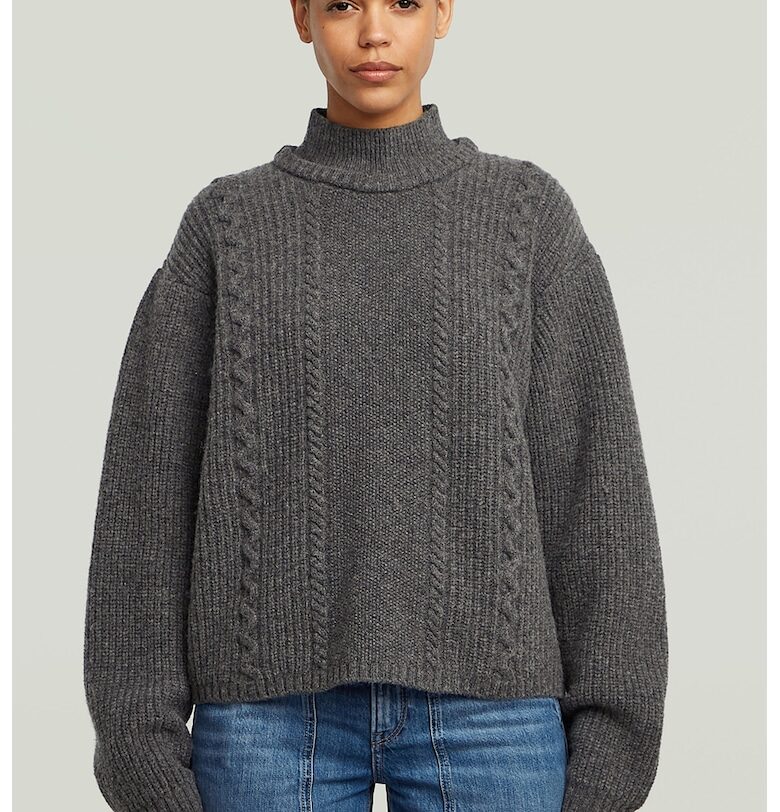 Вълнен уголемен пуловер с плетка осморка G-STAR