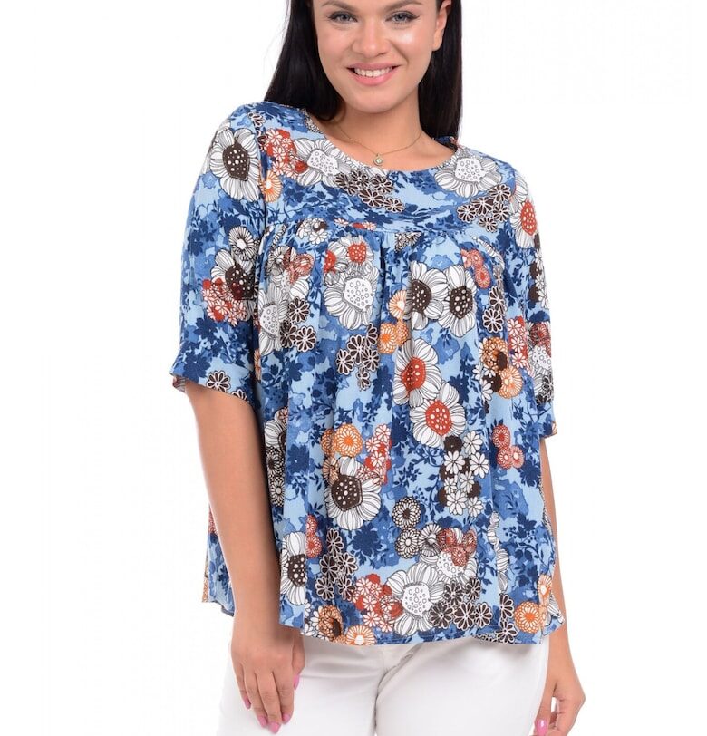 Дамска блуза Ampla със сини цветя - Eranthe