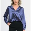 888144266-Дамска блуза с широка панделка - индиго сатен Eranthe