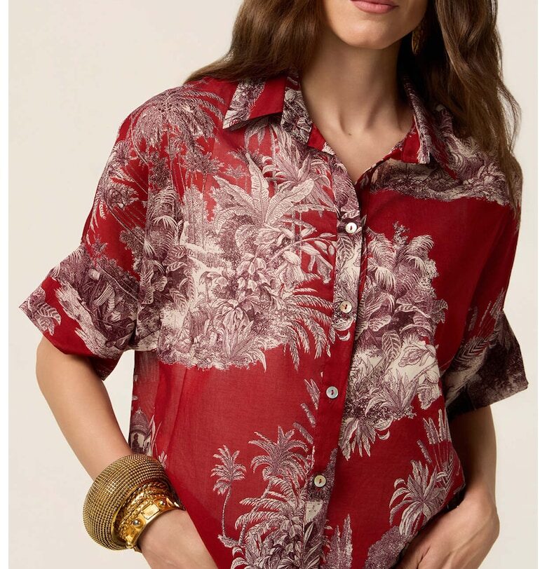 Десенирана риза с къси ръкави Oltre