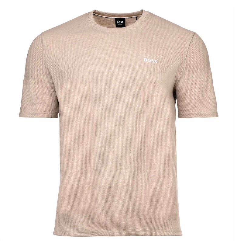 Домашна тениска Waffle с овално деколте и лого BOSS