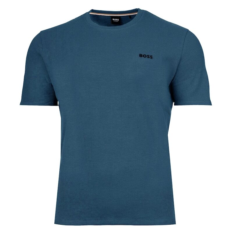 Домашна тениска Waffle с овално деколте и лого BOSS