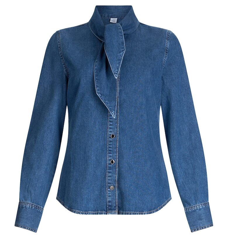 Дънкова риза с яка-панделка Liu Jo