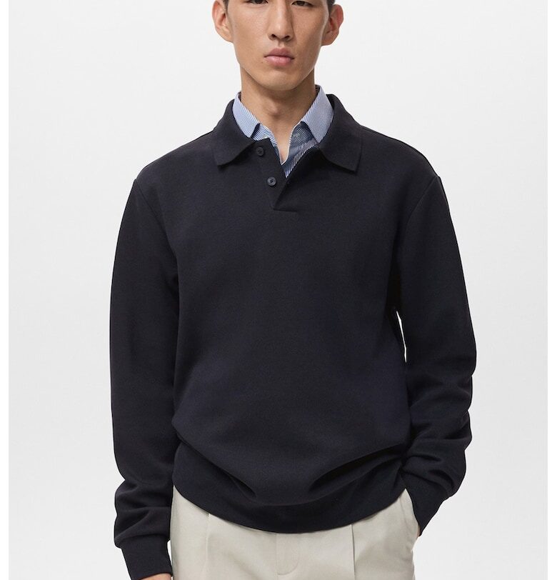 Едноцветен суитшърт с яка Mango