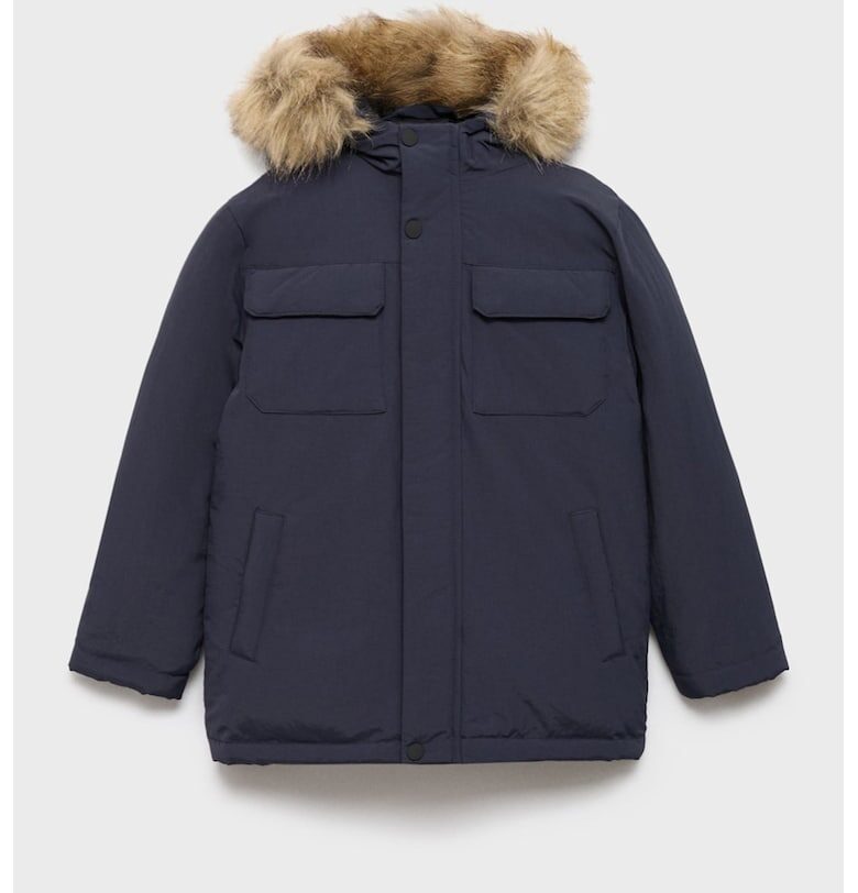 Зимно яке с качулка с еко пух Mango