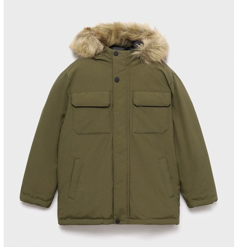 Зимно яке с качулка с еко пух Mango