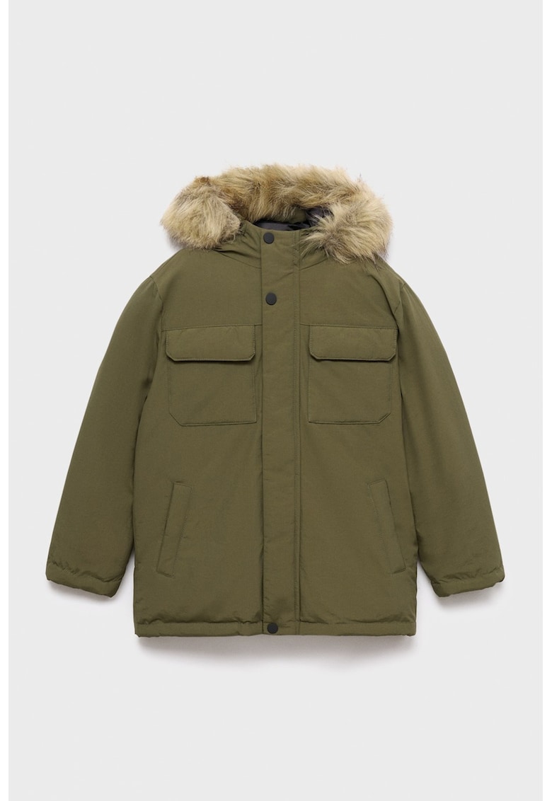 Зимно яке с качулка с еко пух Mango