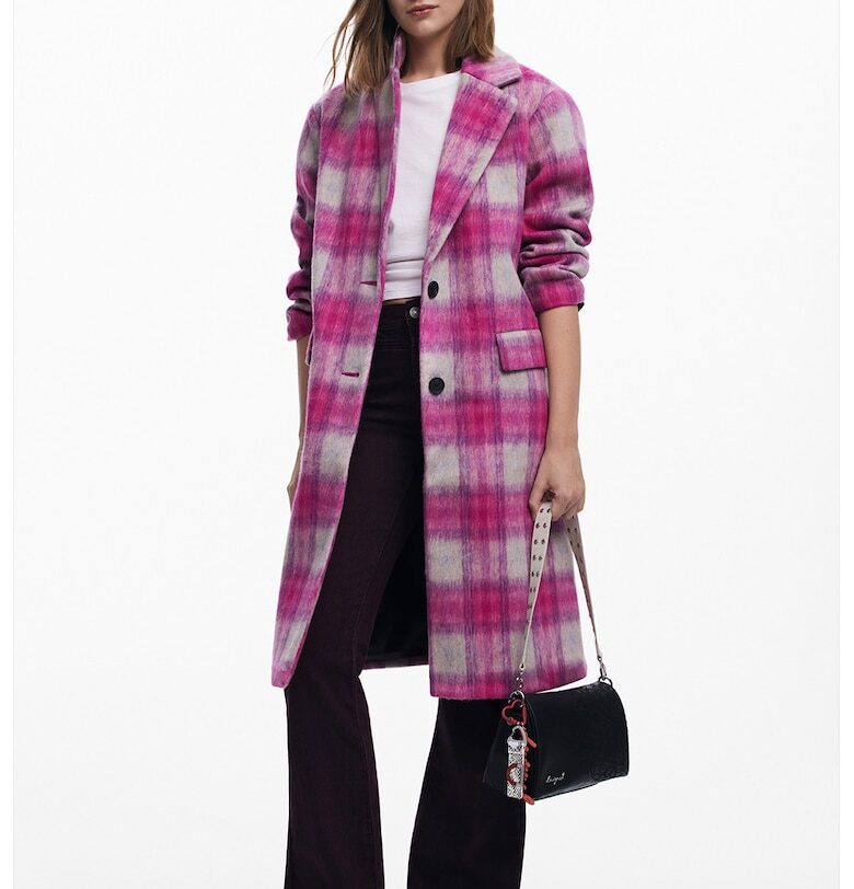 Карирано палто с вълна DESIGUAL