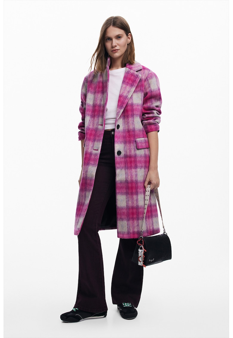 Карирано палто с вълна DESIGUAL