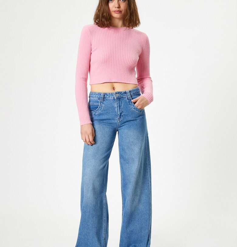 Къс рипсен пуловер с овално деколте KOTON