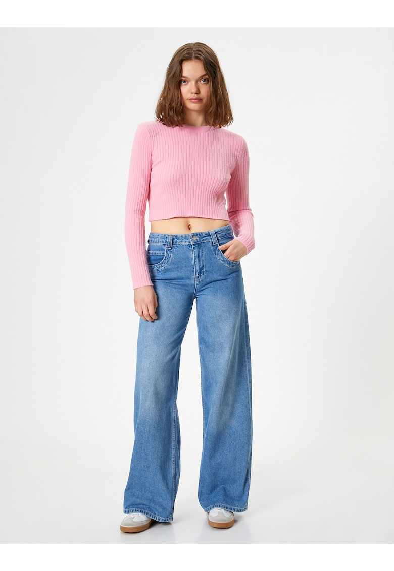 Къс рипсен пуловер с овално деколте KOTON