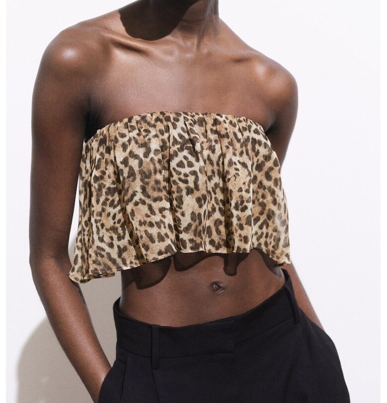 Къс топ с животински принт Mango