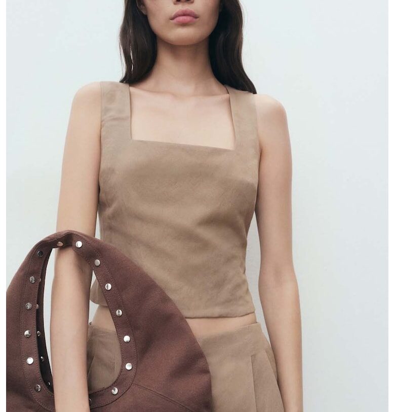 Къс топ с квадратно деколте Mango