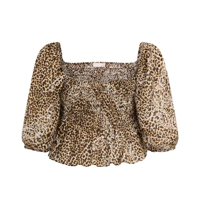 Къса блуза с бухнали ръкави и принт Liu Jo