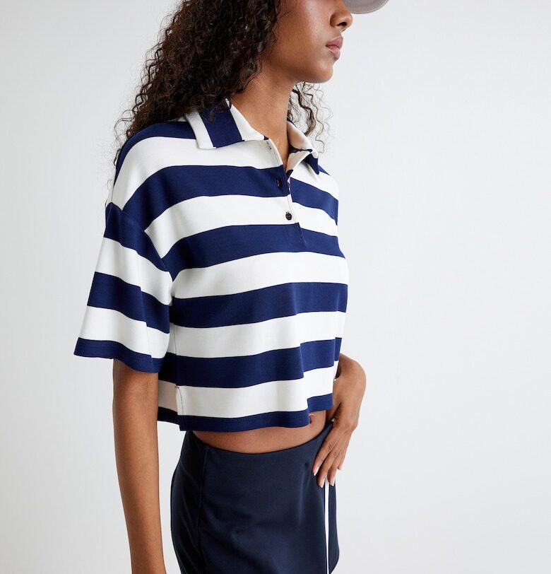 Къса тениска с яка и райе KOTON