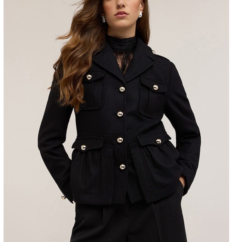 Късо палто с вълна и джобове Motivi