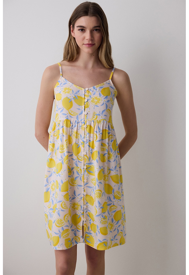 Нощница с принт - Бял/Жълт/Син Penti