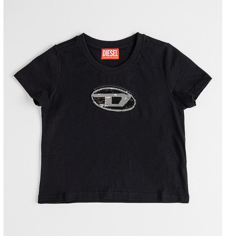 Оамучна тениска с лого от пайети Diesel