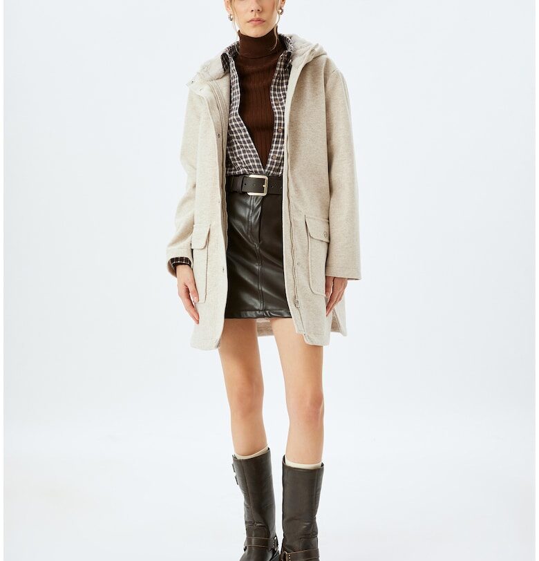 Палто с качулка и вата от еко пух KOTON