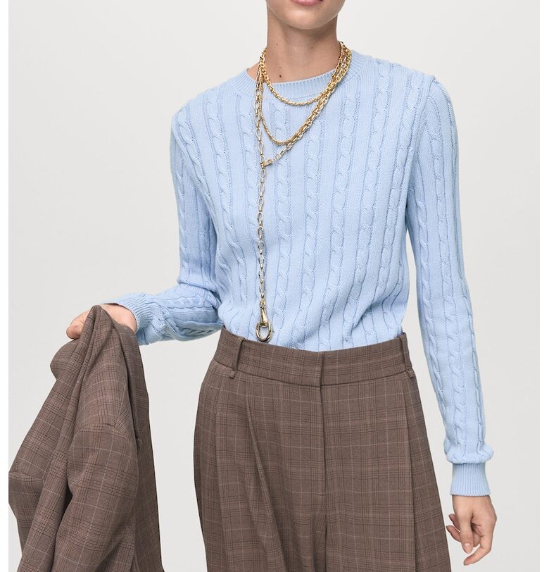 Памучен плетен пуловер Mango