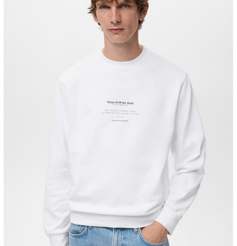 Памучен суитшърт с надписи Mango