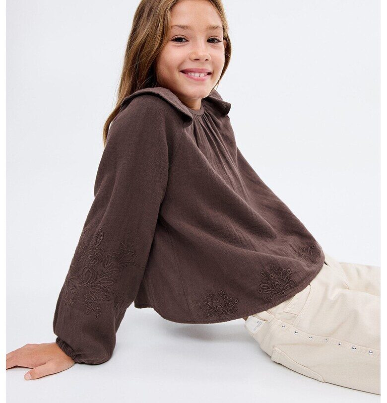 Памучна блуза с бродерии Mango