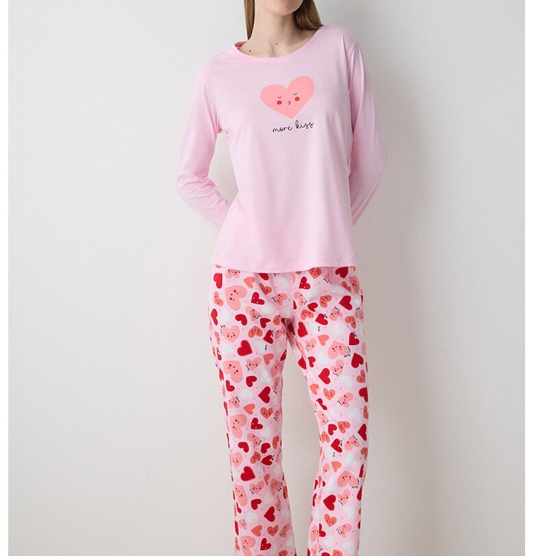 Памучна горна пижама с графика Penti